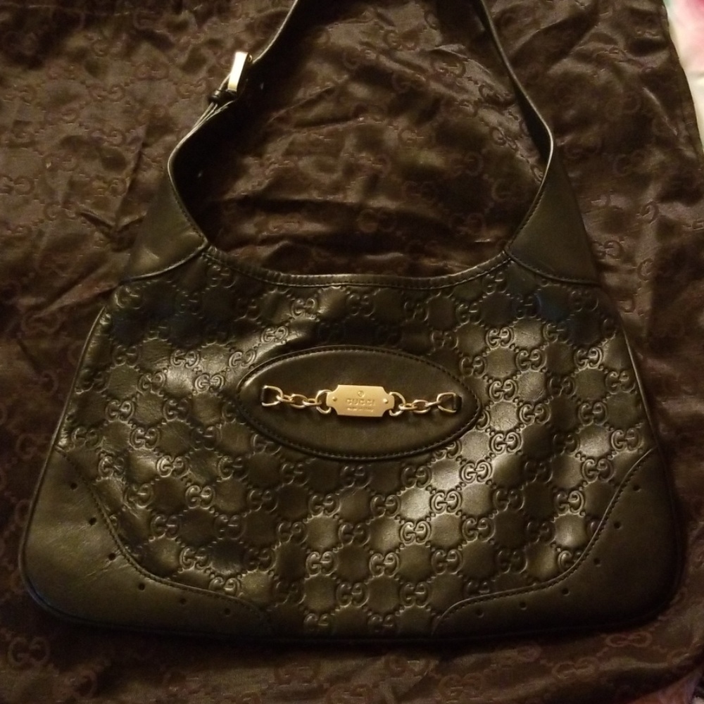 GUCCI Guccissima Embossed Leather Hobo Bag
